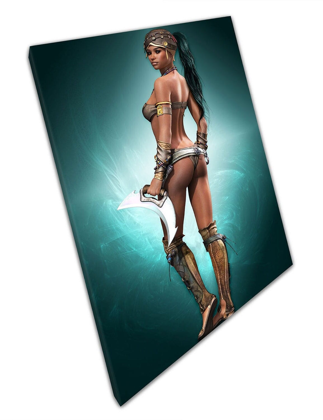 Amazonian Warrior hunter Fantasy lady woman art Ready to Hang Canvas Wall Art Print Mounted Canvas print
