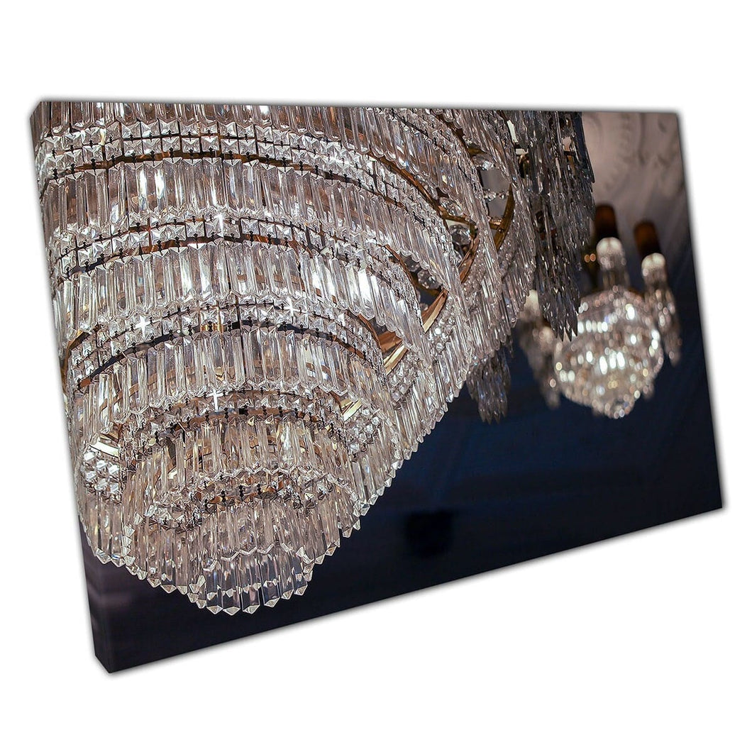 Vintage Art Deco 1920's Style Elegant Chandelier Elegant Crystal Drops Interior Wall Art Print On Canvas Mounted Canvas print