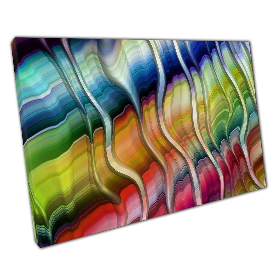 Digitaal geschilderde regenboog abstracte kabbelende stromende kleurrijke beweging geïnspireerde kunst wall art print op canvas gemonteerde canvas print