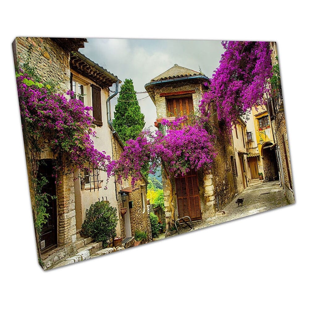 Mediterranean Street beautiful old town of Provence Ready to Hang Wall Art Print Mounted Canvas print