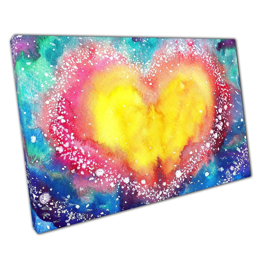 Love Heart Abstract kleurrijke regenboog stromende aquarel splatter schilderstijl muur kunstprint op canvas gemonteerde canvas print