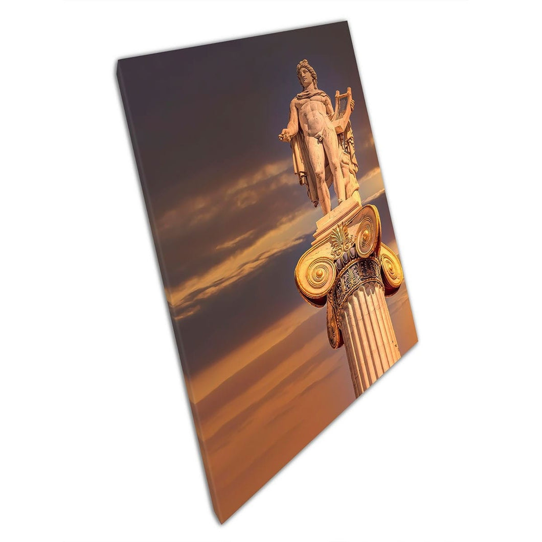 Apollo The Ancient Greek God Of Poetry And Music Marble Statue Athens Greece Wall Art Print On Canvas Mounted Canvas print
