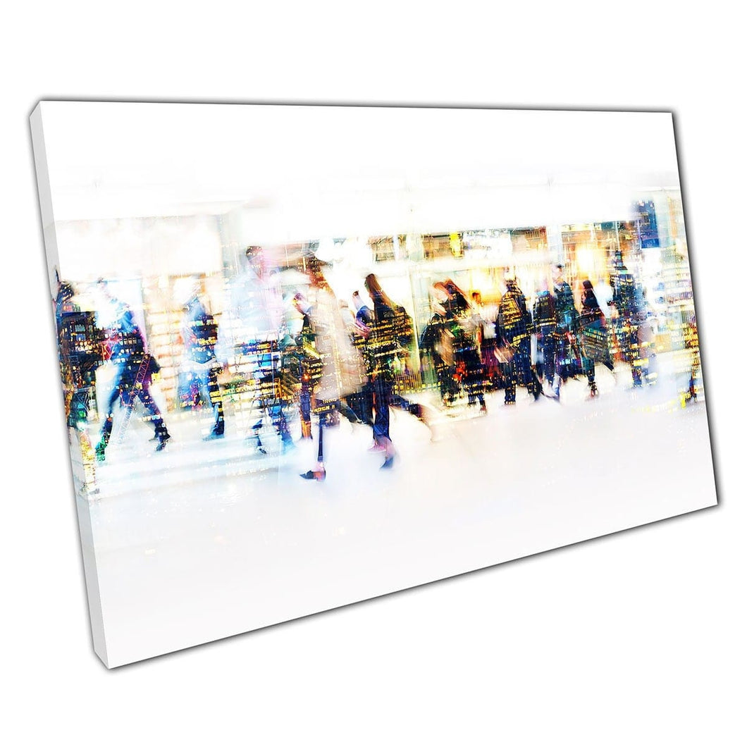 Menigte naar het werk lopen druk in de vroege ochtend Londen UK Conceptuele beelden Wall Art Print op canvas gemonteerde canvas print