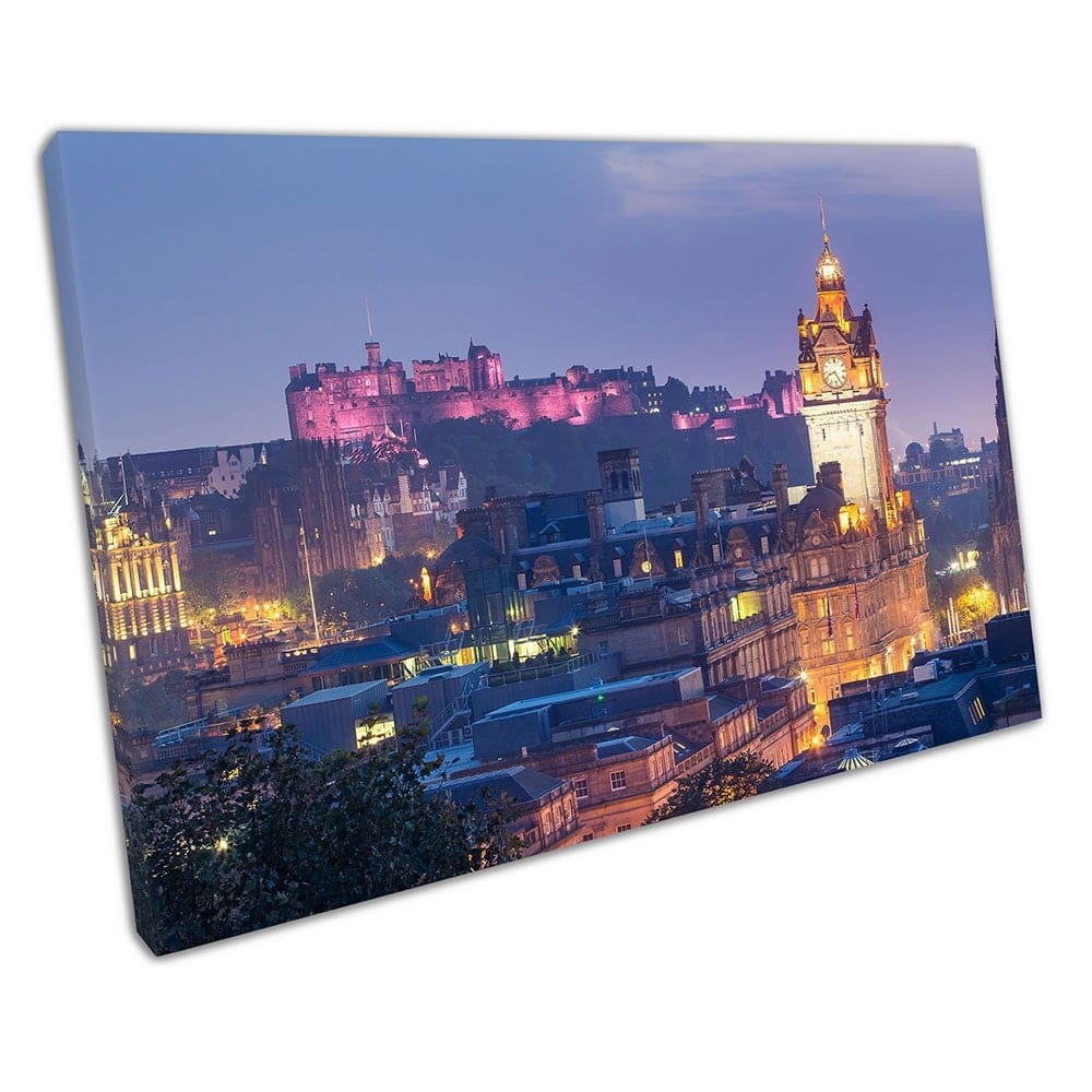 Stad Edinburgh Red Castle van Calton Hill Scotland klaar om muurwand te hangen afdrukken gemonteerd canvas print