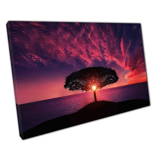 Afdrukken op canvas fantasy tree zonsondergang klaar om muur kunst afdrukken gemonteerd canvas print te hangen