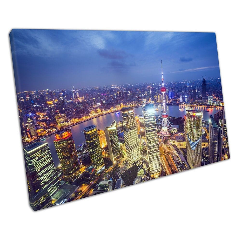 Stad van Shanghai China Aerial View CityScape Skyline Klaar om X1177 op te hangen
