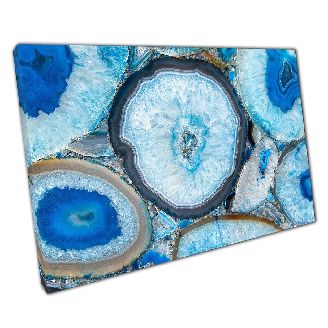 Tones Of Blue Marble Textures Crystals Minerals Stones Rocks Wall Art Print On Canvas Mounted Canvas print