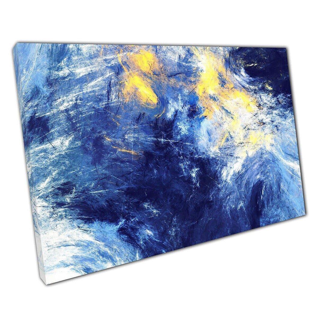 Abstract Interpretation Of Dark Cloudy Night Sky Textured Brushstroke Style Vibrant Wall Art Print On Canvas Mounted Canvas print