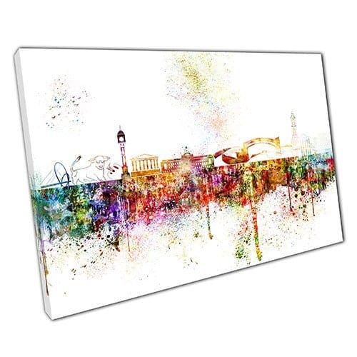 Print on Canvas Colourful Skyline landmarks Birmingham England  Print Mounted Canvas print