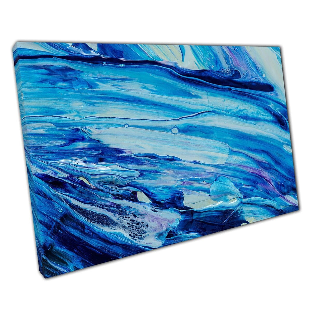 Beautiful Flowing Rich Blue And White Abstract Paint Texture Style Wall Art Print On Canvas Mounted Canvas print