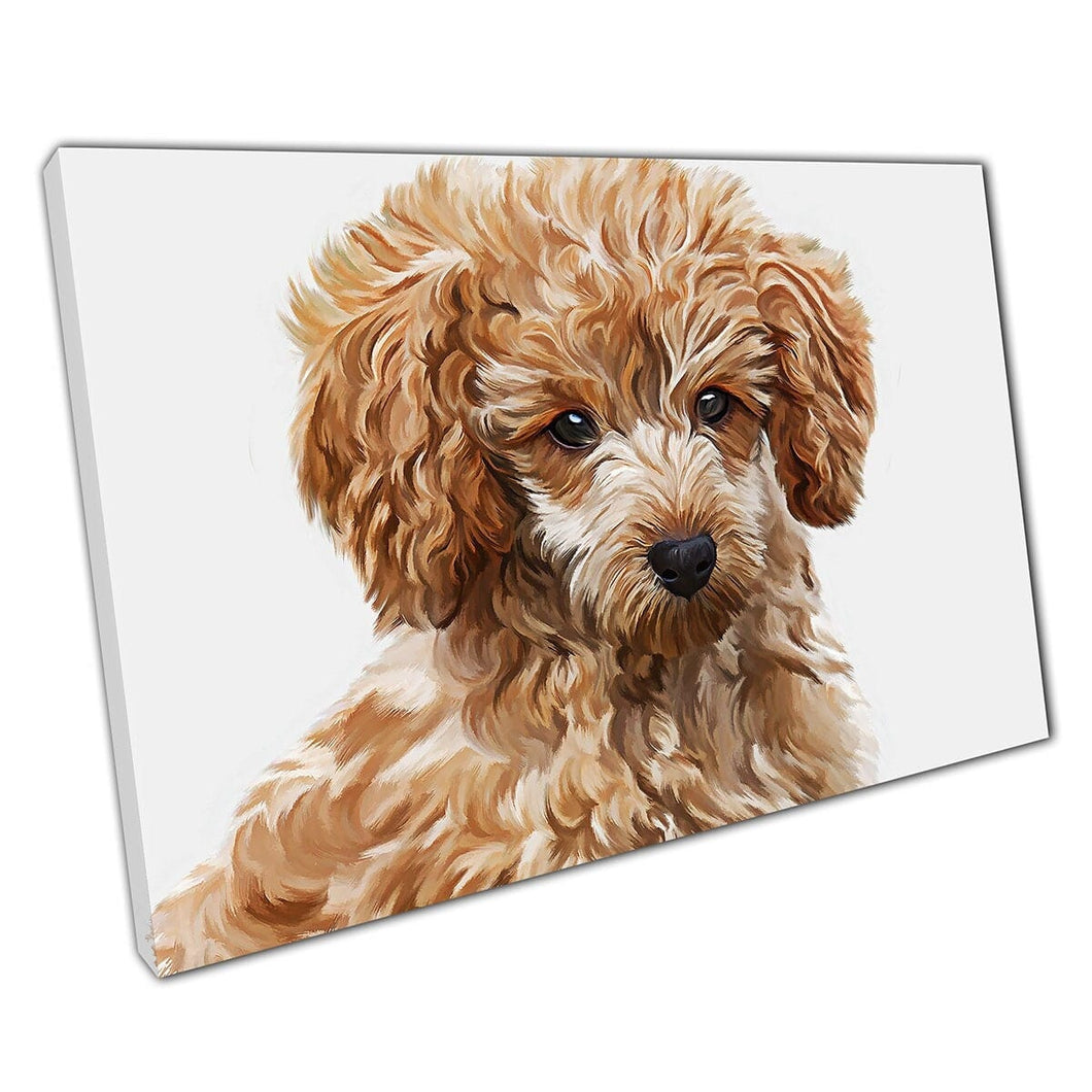 Fluffy speelgoed poedel puppy hondenras olie schilderij muur kunst print op canvas gemonteerde canvas print