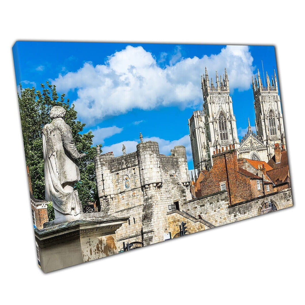 Stad van York uitzicht op Landmark York Minster England Wall Art Print op canvas gemonteerde canvas print