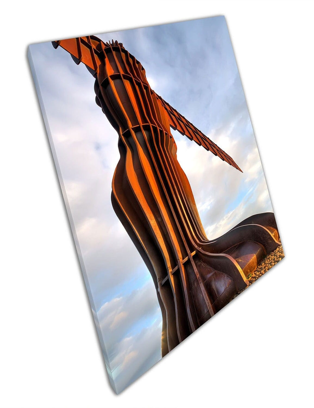 Sun Baciated Red Iron Angel of North Art Ready to Hang Canvas Wall Art Stampa di tela montata su tela montata