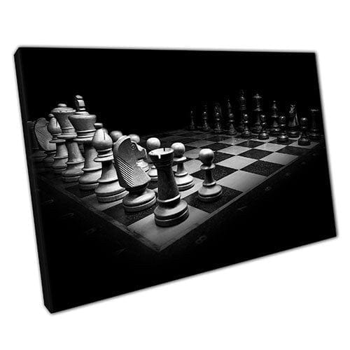 Print on Canvas Black White Chessboard Ready to Hang Wall Art Print Mounted Canvas print