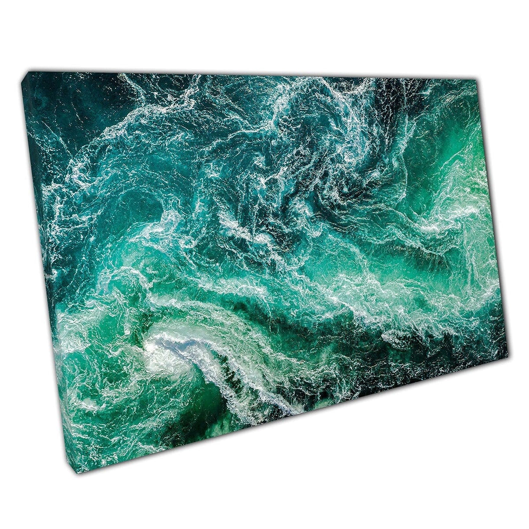 Natural Turbulent Unforgiving Waves Where The River And Sea Meet Nordland Norway Wall Art Print On Canvas Mounted Canvas print