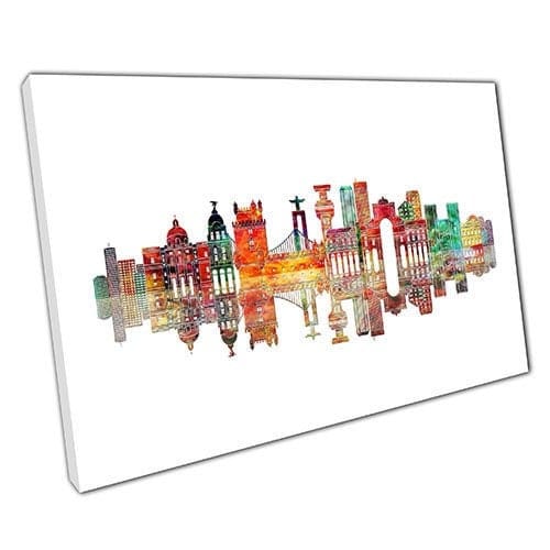 Afdrukken op canvas kleurrijke bezienswaardigheden lissabon skyline muur kunst print gemonteerd canvas print