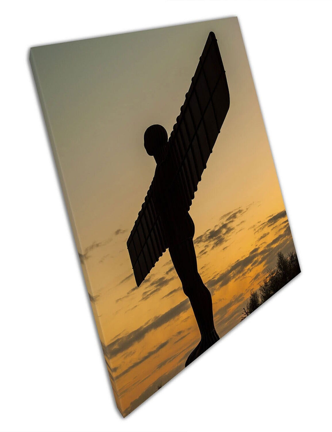 Angel of the North at dusk in shadow North East Ready to Hang Canvas Wall Art Print Mounted Canvas print