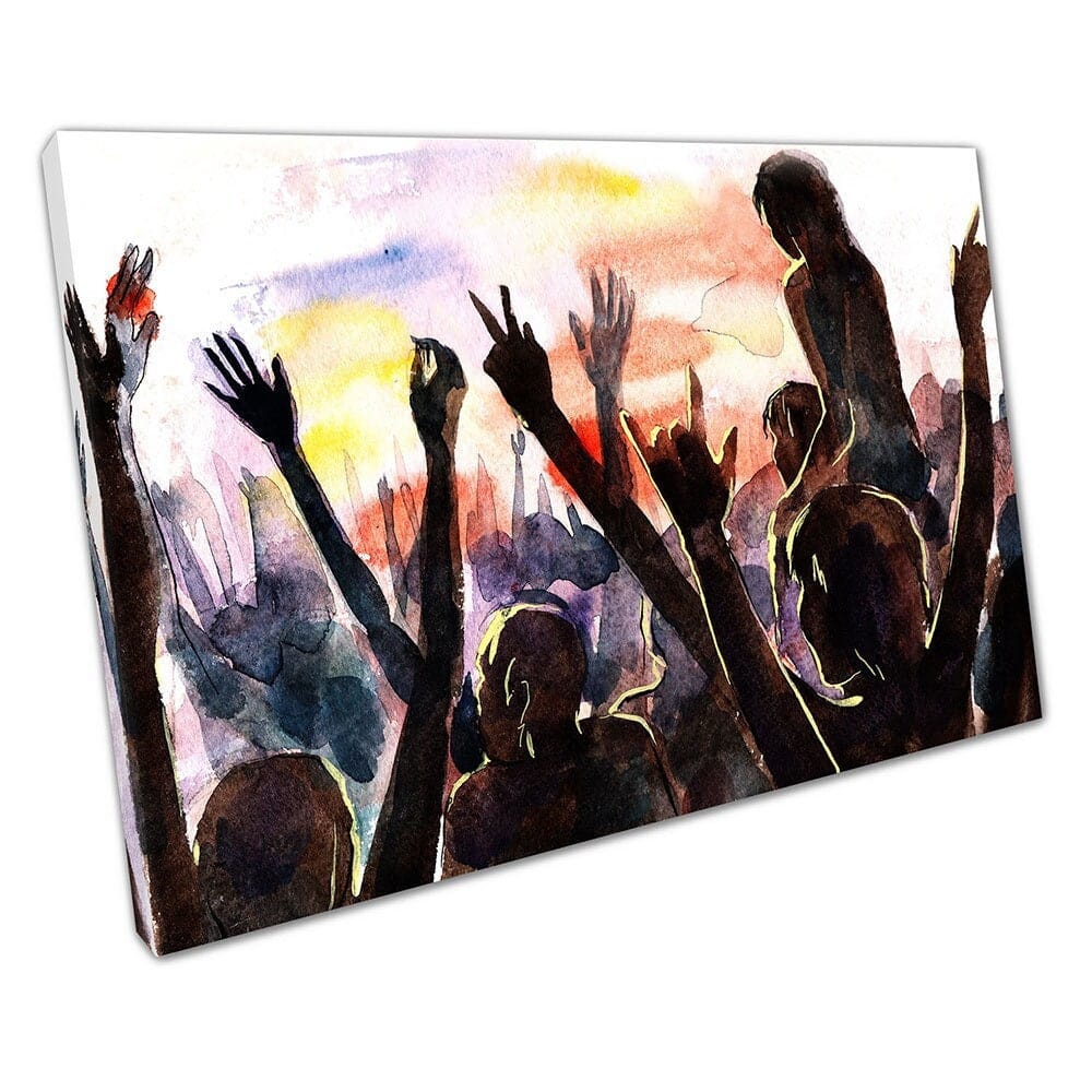 WaterColor Illustration Art Audience Dance Music Festival Pronto per applicare la stampa in tela montata su arte da parete