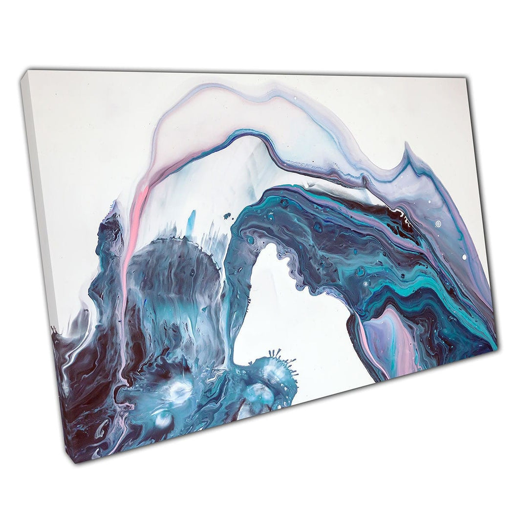 Blue Purple Pink Fluid Marmering verf Abstract Splash Splash Patroon Wall Art Print op canvas gemonteerde canvas print