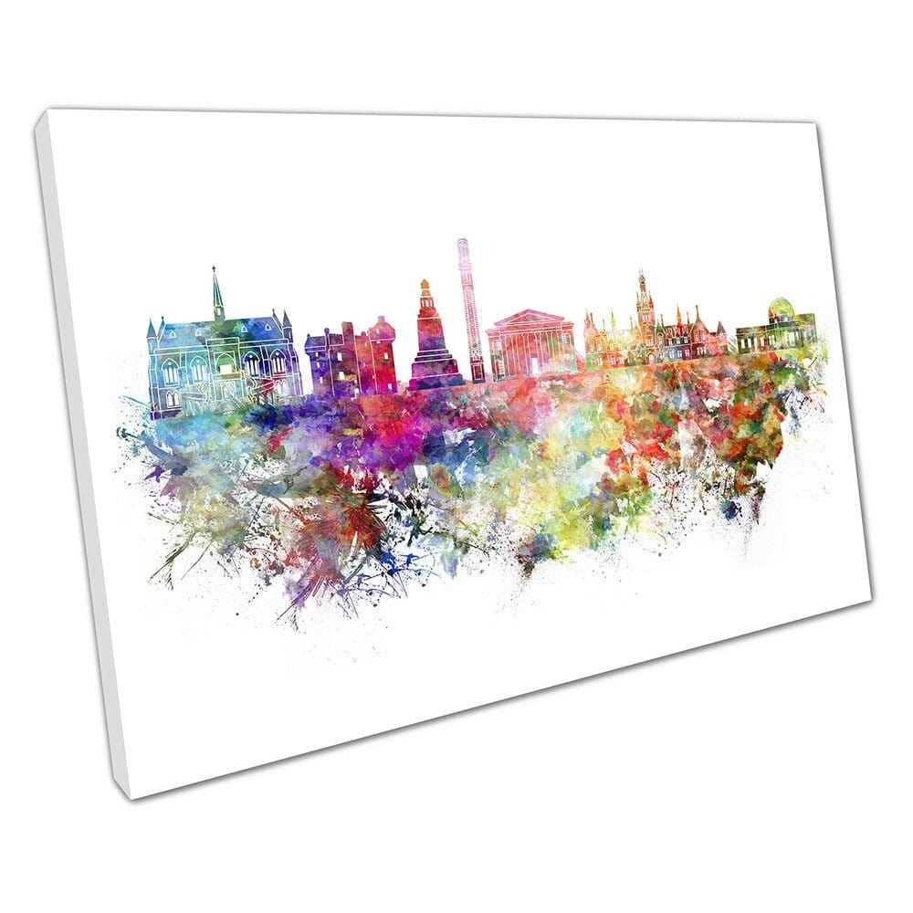 Waterverfstad van Dundee Scotland schilderachtige bezienswaardigheden klaar om muurwand te hangen, print gemonteerde canvas print