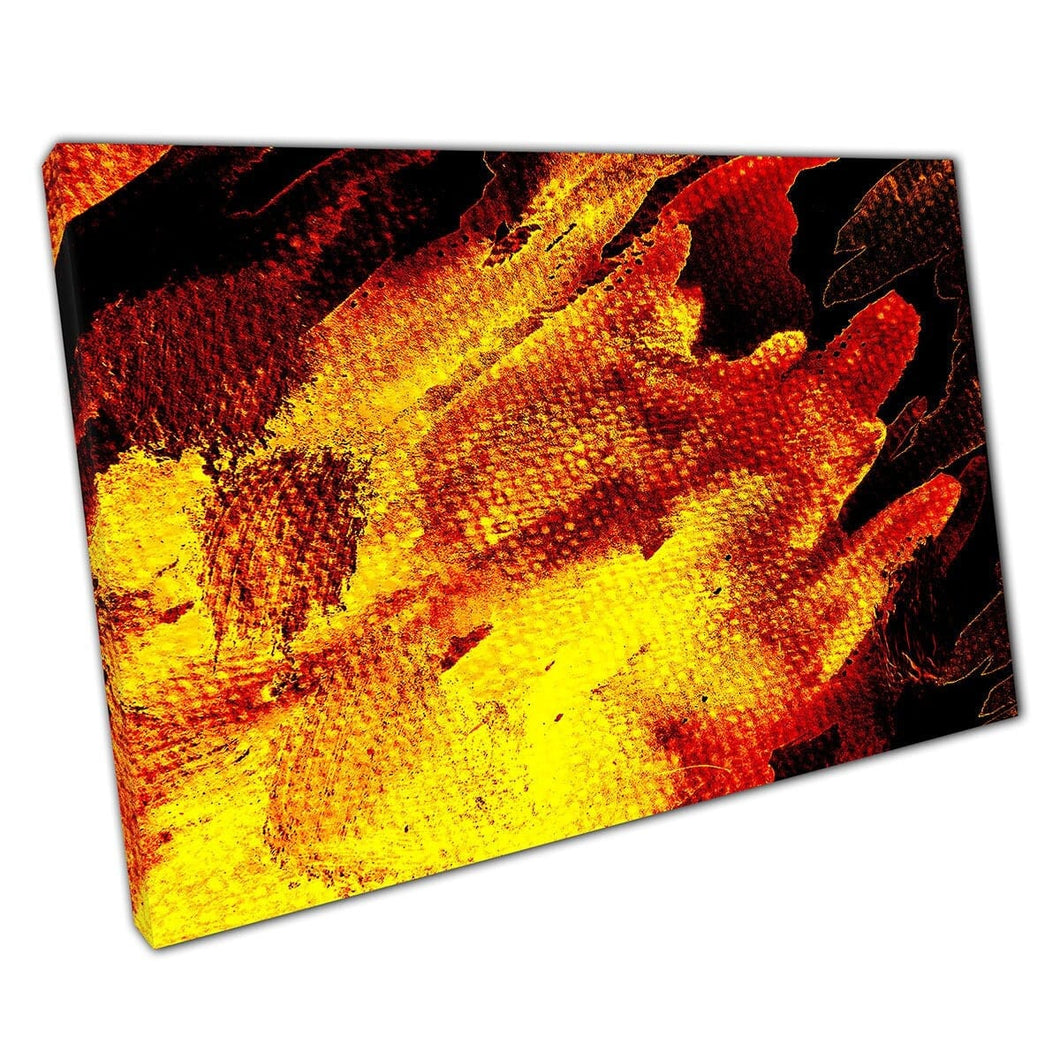 Contrast Vivid Fiery Bright Neon Gele inkt Acrylstijl Getekst abstracte muurkunstafdruk op canvas gemonteerde canvas print