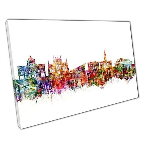 Stampa su tela colorate punti di riferimento dello skyline Hull Inghilterra Wall Art Stampa di tela montata in tela montata