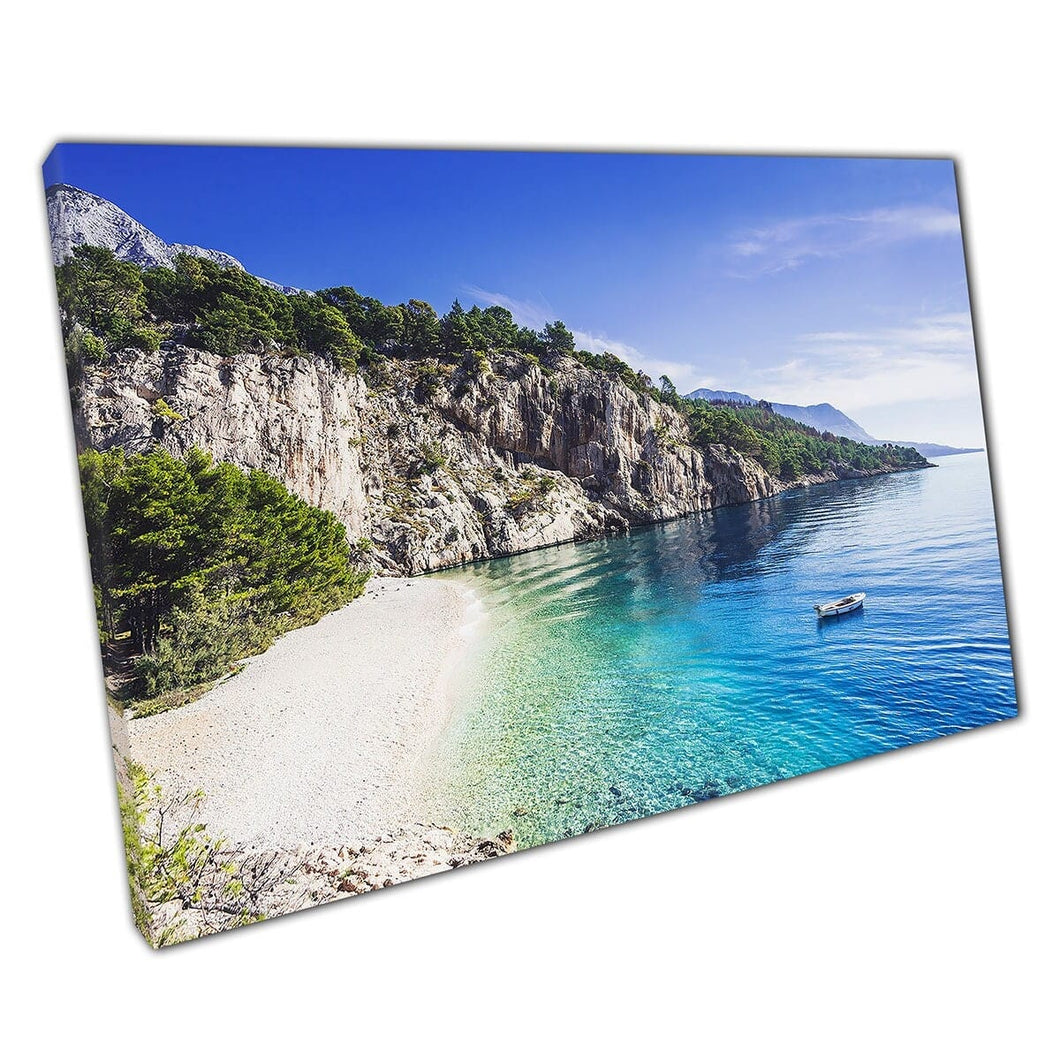 Beroemde monumentale toeristische bestemming Nugal Beach in de buurt van Makarska Town Dalmatia Kroatië Wall Art Print op canvas gemonteerde canvas print