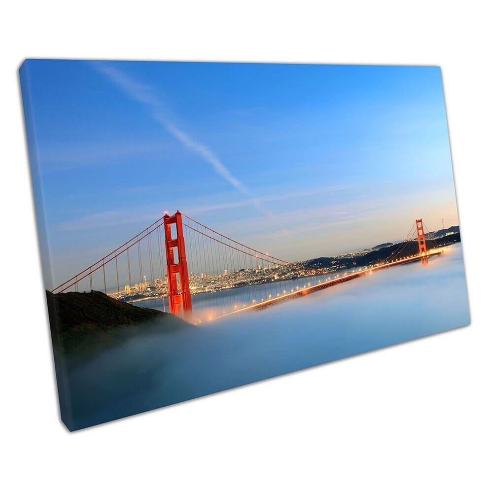 beautiful view of the Golden Gate bridge San Francisco USA Wall Art Print Mounted Canvas print