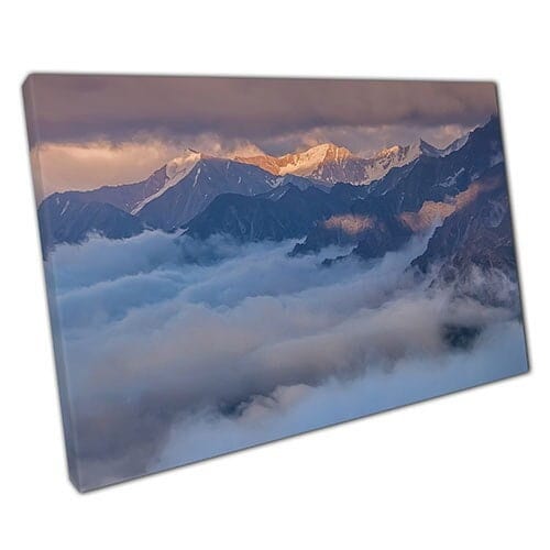 Print on Canvas Fog Over the Caucasus Mountains Russia Wall Art Print Mounted Canvas print