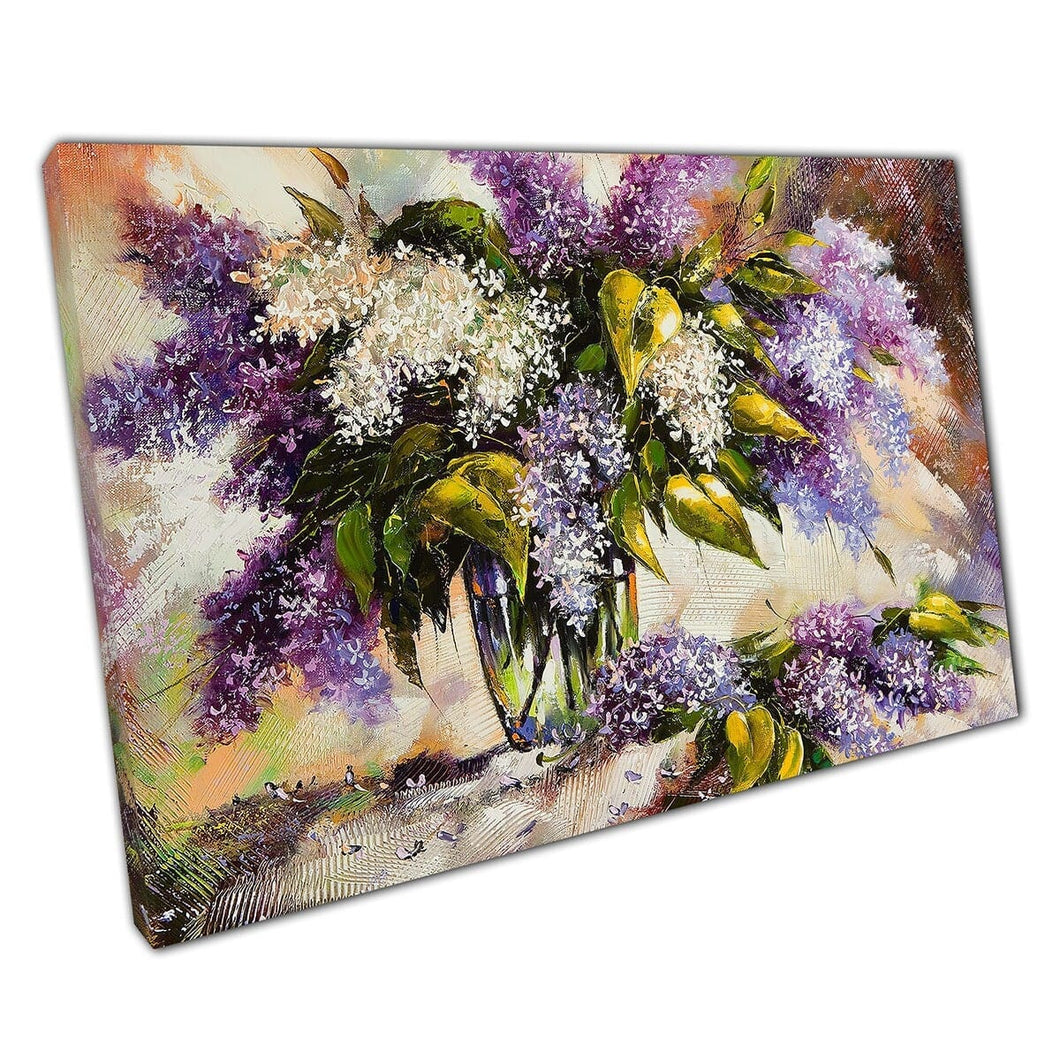 Beautiful Lilac White Floral Bouquet Painting Wall Art Print On Canvas Mounted Canvas print
