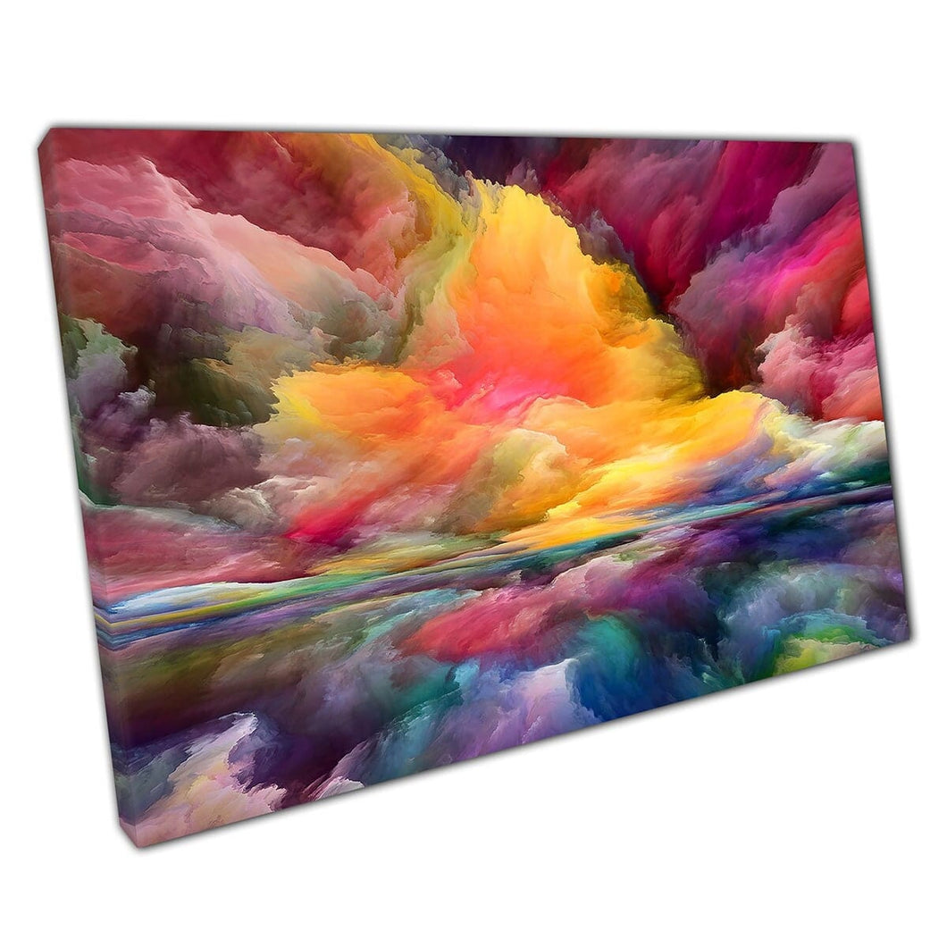 Regenboog kleurrijke bewolkte abstracte sky landschap muur kunst print op canvas gemonteerde canvas print