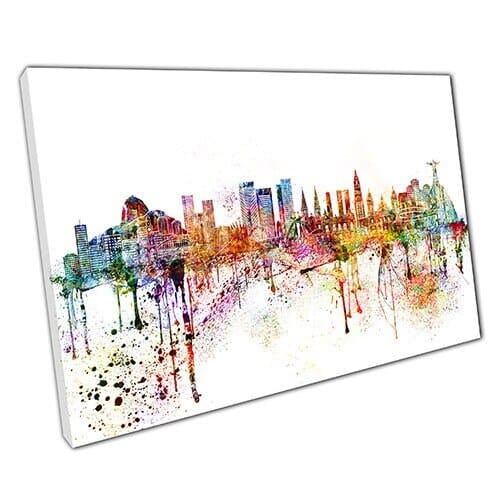 Stampa su tela colorate punti di riferimento dello skyline Brasile Wall Art Stampa di tela montata