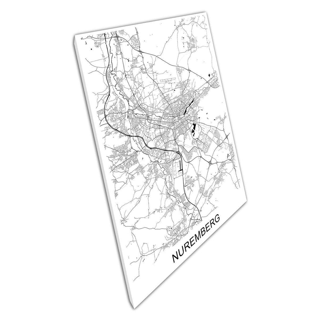 Mapa urbano de grises en blanco y negro Nuremberg Alemania Navegación Mínima impresión de arte de pared abstracto en lienzo lienzo impresión