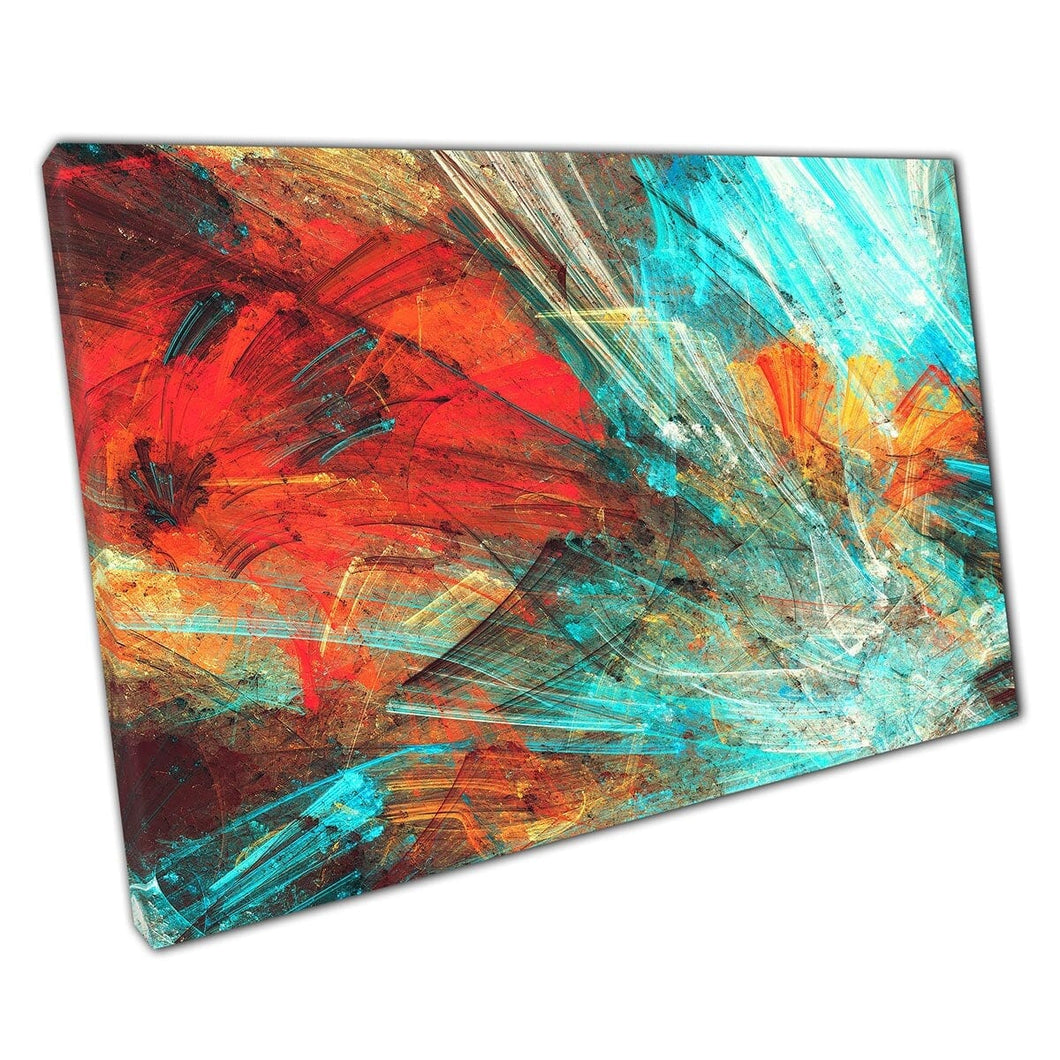 Vibrant Contrasting Red Blue Brush Stema Style Abstract Artwork Rough Art Art Print su tela Stampa di tela montata
