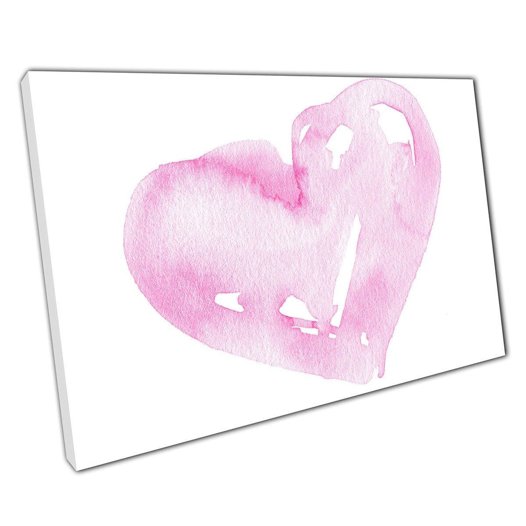 Beautiful Pink Romantic Watercolour Painting Of Love Heart Valentines Inspiration Wall Art Print On Canvas Mounted Canvas print