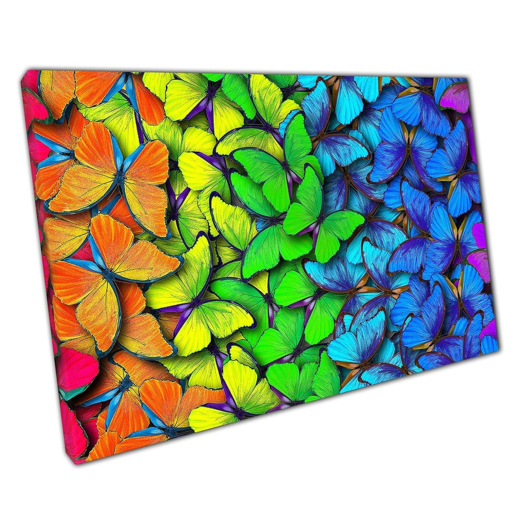 Rainbow Multolored Butterfly Collage Canvas Wall Art Print op canvas gemonteerde canvas print