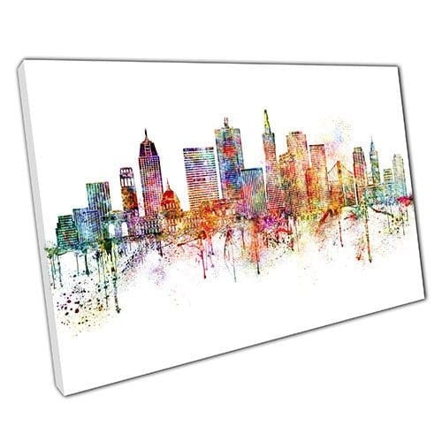 Print on Canvas Colourful Skyline landmarks San Francisco USA Wall Art Print Mounted Canvas print