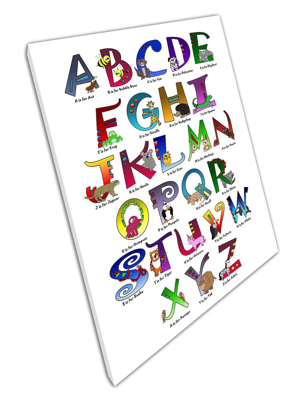 Kinderen baby's dierenthema alfabet en titels a b c klaar om muur kunst afdrukken gemonteerde canvas print op te hangen