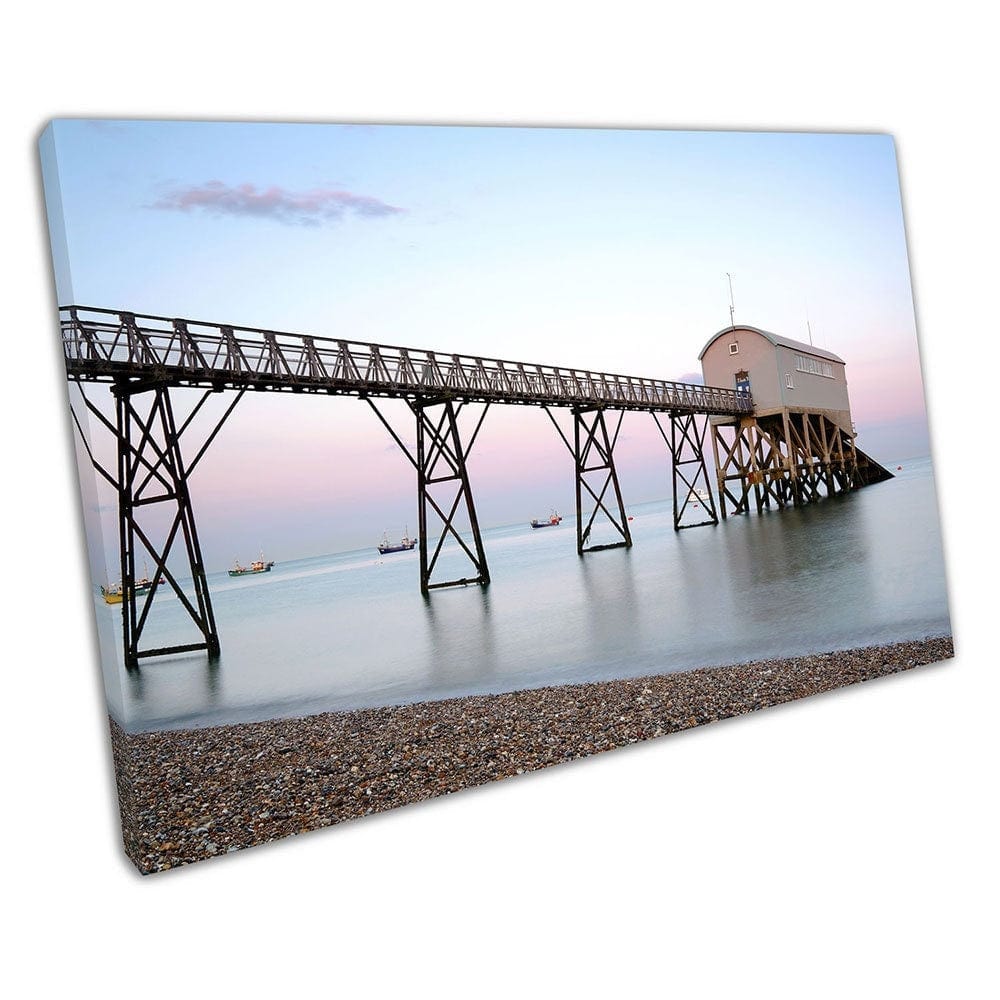 Rnli selsey Bill Lifeboat Station SeaSing Sussex SUSSEX SUNSET CANVAS WALL ART PRINT gemonteerde canvas print