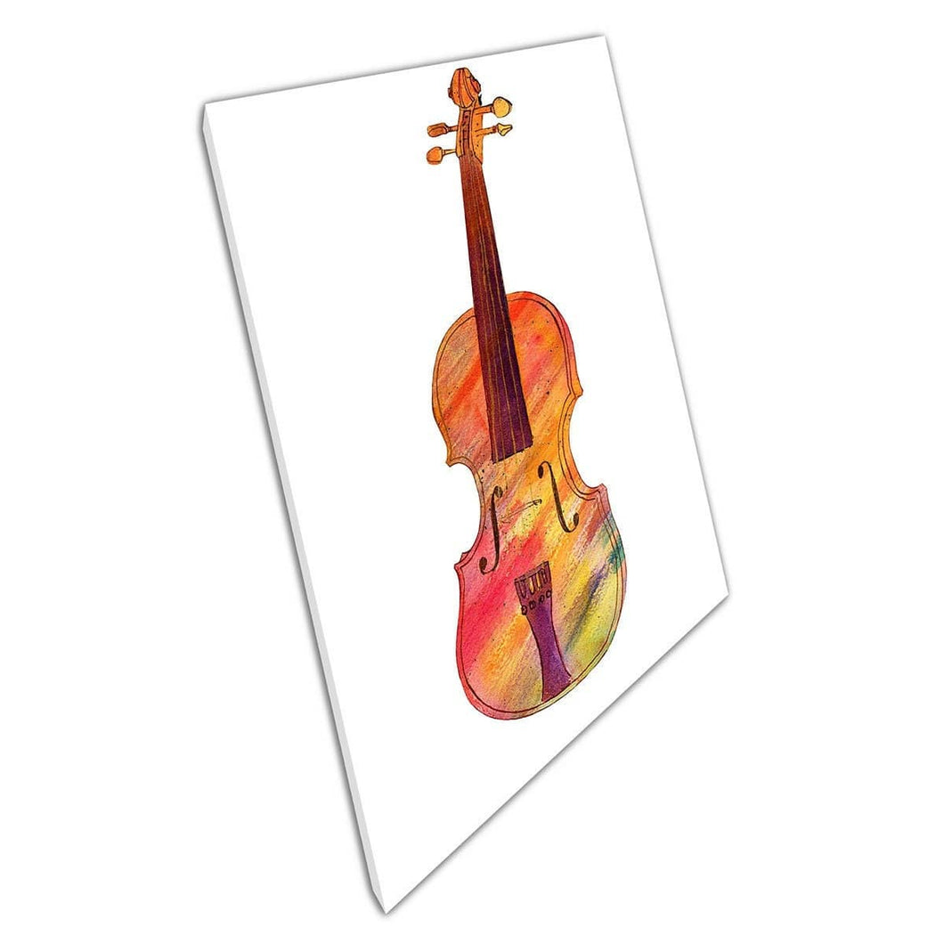 Kleurrijk inkt tekenen schilderen van elegante viool muziekinstrument muur kunst print op canvas gemonteerde canvas print