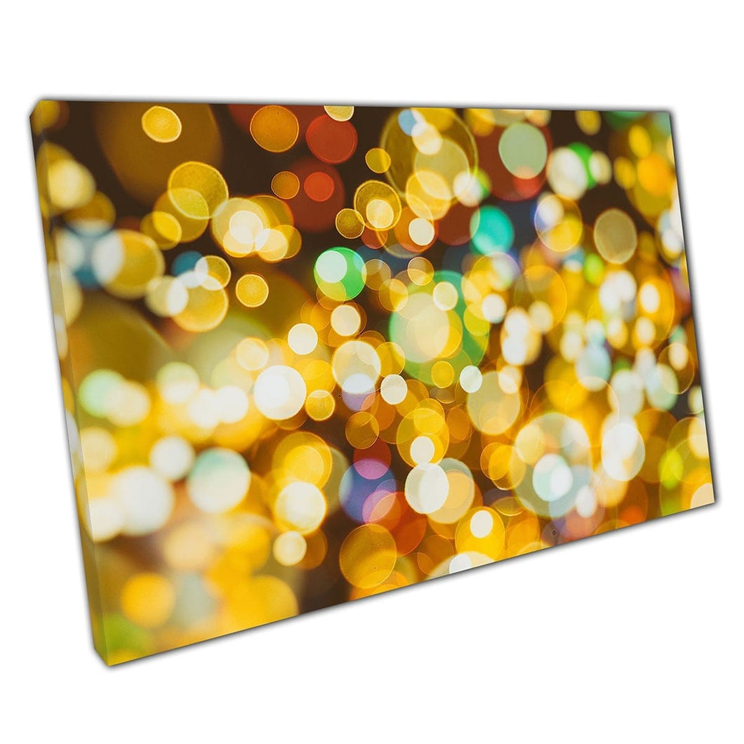 Bright Golden Feestelijke abstracte Bokeh -techniek Verlichtingsfotografie Wall Art Print op canvas gemonteerde canvas print