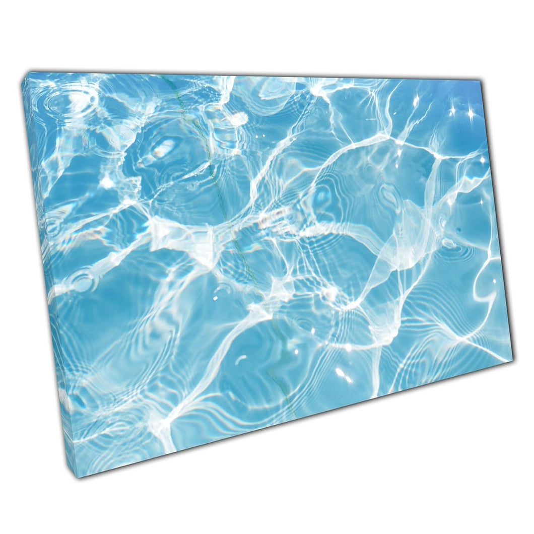 Glanzend wateroppervlak zon reflectie vers zwembad water vakantie minimalistische muur kunst print op canvas gemonteerde canvas print