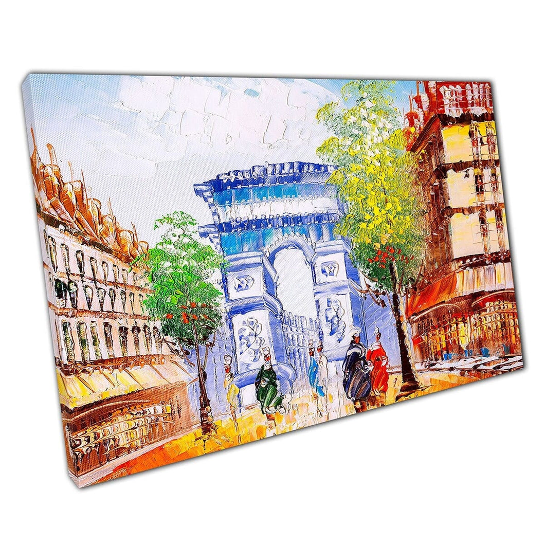 Street View Of Paris And Landmark Oil Painting Wall Art Print On Canvas Mounted Canvas print