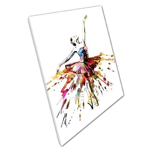 Afdrukken op canvas waterverfballerina klaar om canvas muur kunst te hangen, gemonteerde canvas print