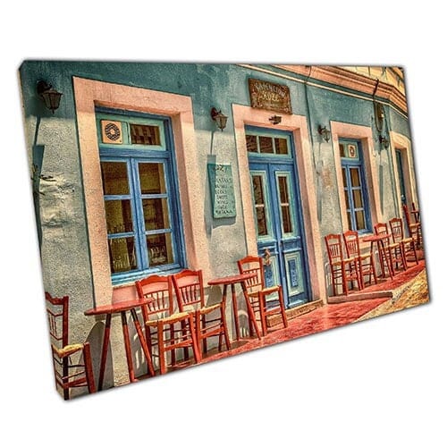 Afdrukken op canvas pastel café exterieur kunst klaar om muur kunst te hangen print gemonteerde canvas print