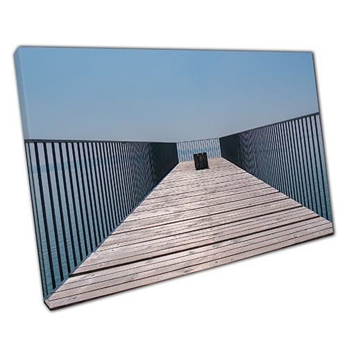 Afdrukken op canvas moderne brug over water klaar om muurwand te hangen afdrukken gemonteerde canvas print