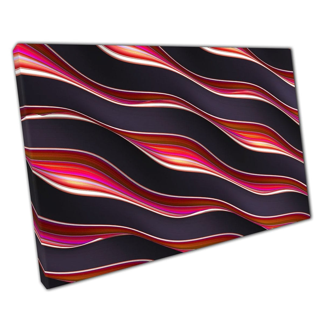 3D Rendered Digital Illustration Multicoloured Wavy Abstract Optical Illusion Wall Art Print On Canvas Mounted Canvas print