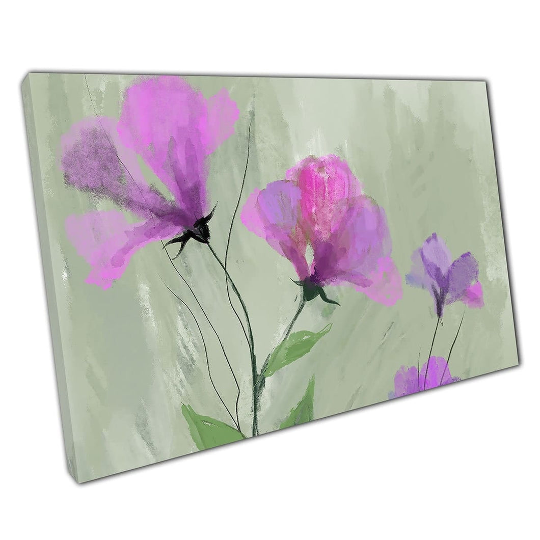 Stile di pittura ad acquerello Small Pink Pink Blooming Spring Summer Flowers Stampa arte da parete su tela Stampa di tela montata