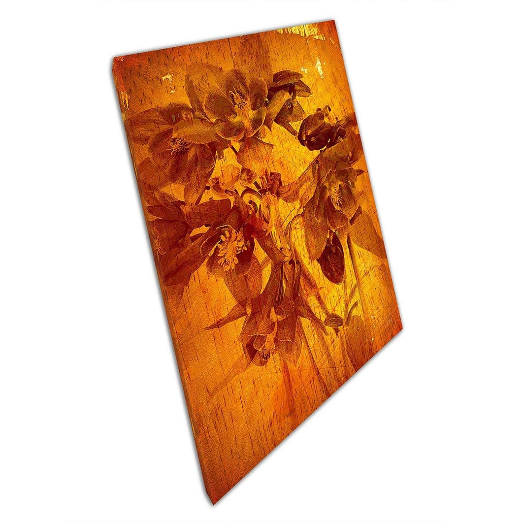 Abstract Vintage Floral Sepia Stained Painting Illustration Style Artwork Wall Art Print On Canvas Mounted Canvas print