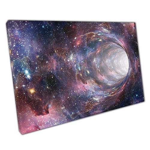 Afdrukken op canvas space wormgat klaar om muurwand te hangen afdrukken gemonteerde canvas print